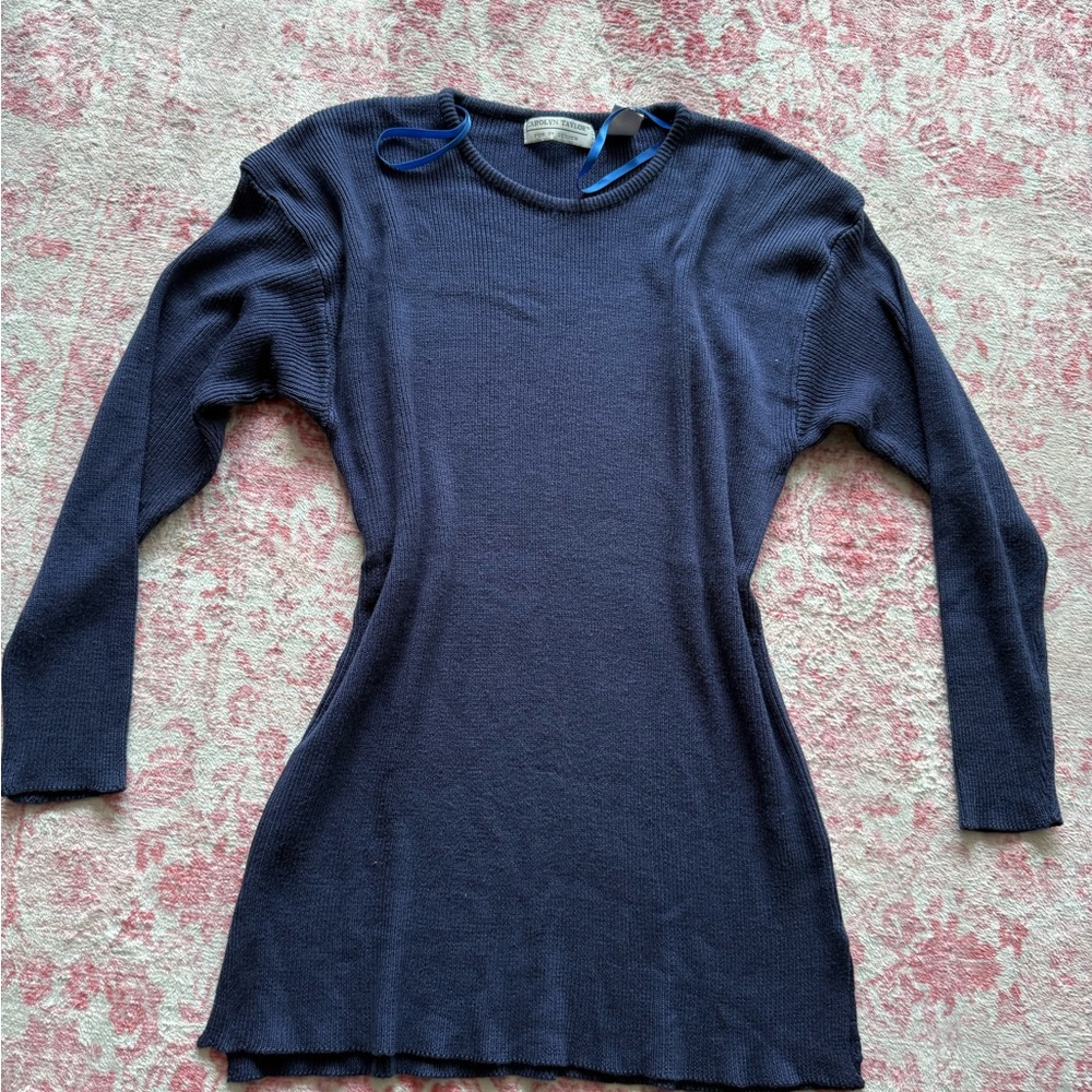 Carolyn Taylor Navy Crewneck Knit Top